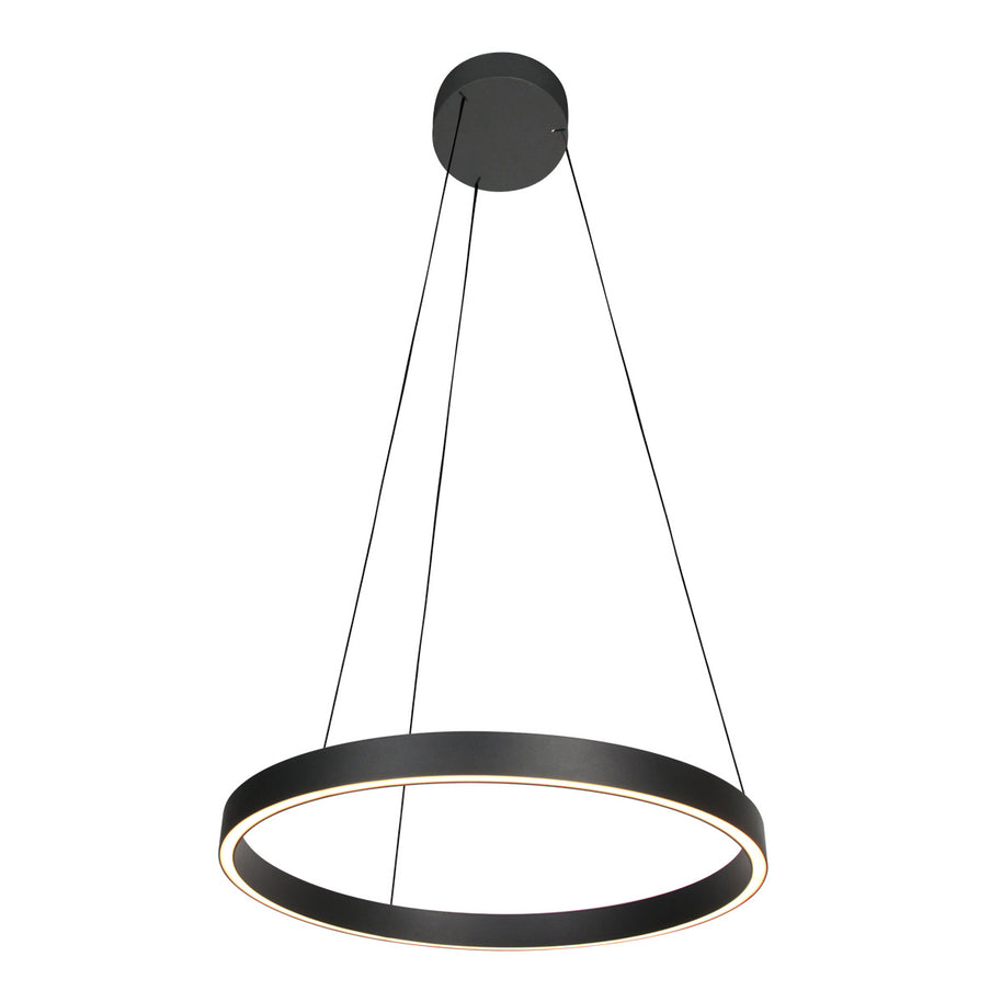 Ronde zwarte hanglamp Mykty 4203ZW – 60 cm diameter, in hoogte verstelbaar met kabellift, 7800 lumen