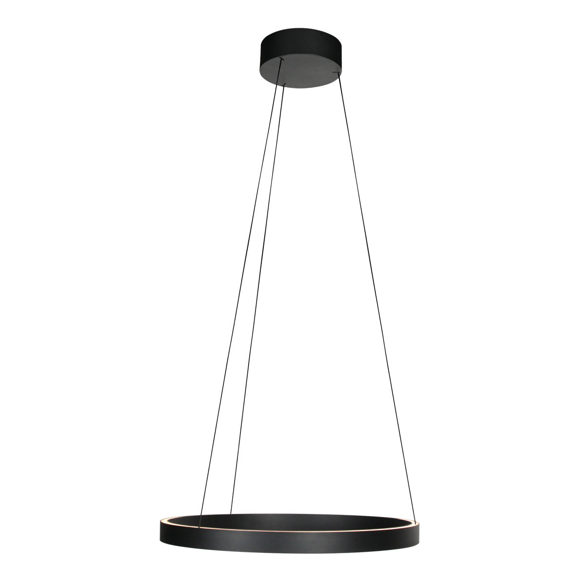 Ronde zwarte hanglamp Mykty 4203ZW – 60 cm diameter, in hoogte verstelbaar met kabellift, 7800 lumen
