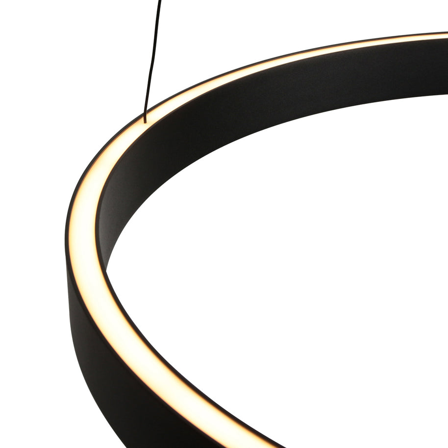 Ronde zwarte hanglamp Mykty 4203ZW – 60 cm diameter, in hoogte verstelbaar met kabellift, 7800 lumen
