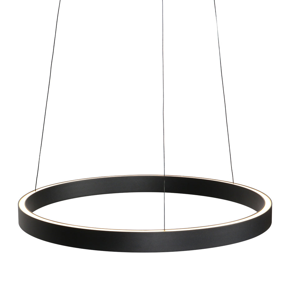 Ronde zwarte hanglamp Mykty 4203ZW – 60 cm diameter, in hoogte verstelbaar met kabellift, 7800 lumen