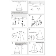 Ronde zwarte hanglamp Mykty 4203ZW – 60 cm diameter, in hoogte verstelbaar met kabellift, 7800 lumen