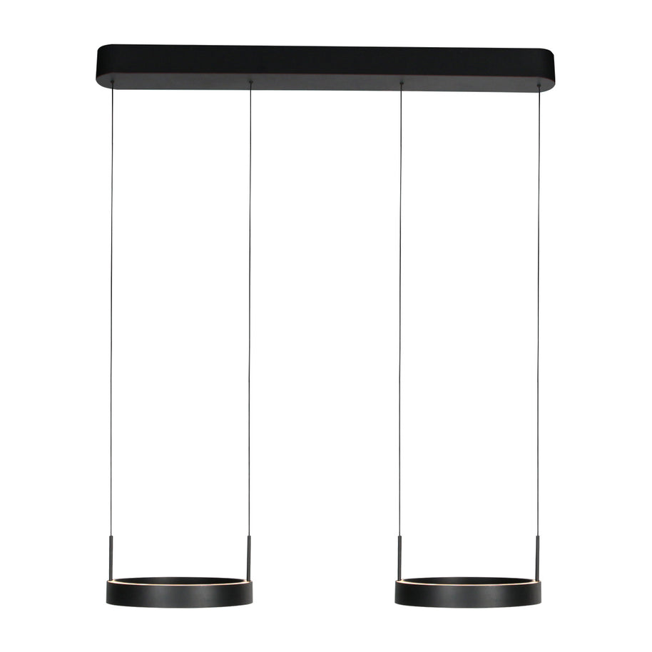 Zwarte hanglamp Mykty 4204 – Twee zwevende cirkels, individueel in hoogte verstelbaar, 6000 lumen, 2700K