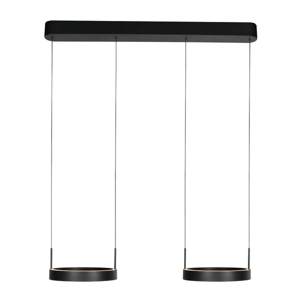 Zwarte hanglamp Mykty 4204 – Twee zwevende cirkels, individueel in hoogte verstelbaar, 6000 lumen, 2700K