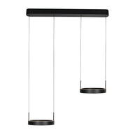 Zwarte hanglamp Mykty 4204 – Twee zwevende cirkels, individueel in hoogte verstelbaar, 6000 lumen, 2700K