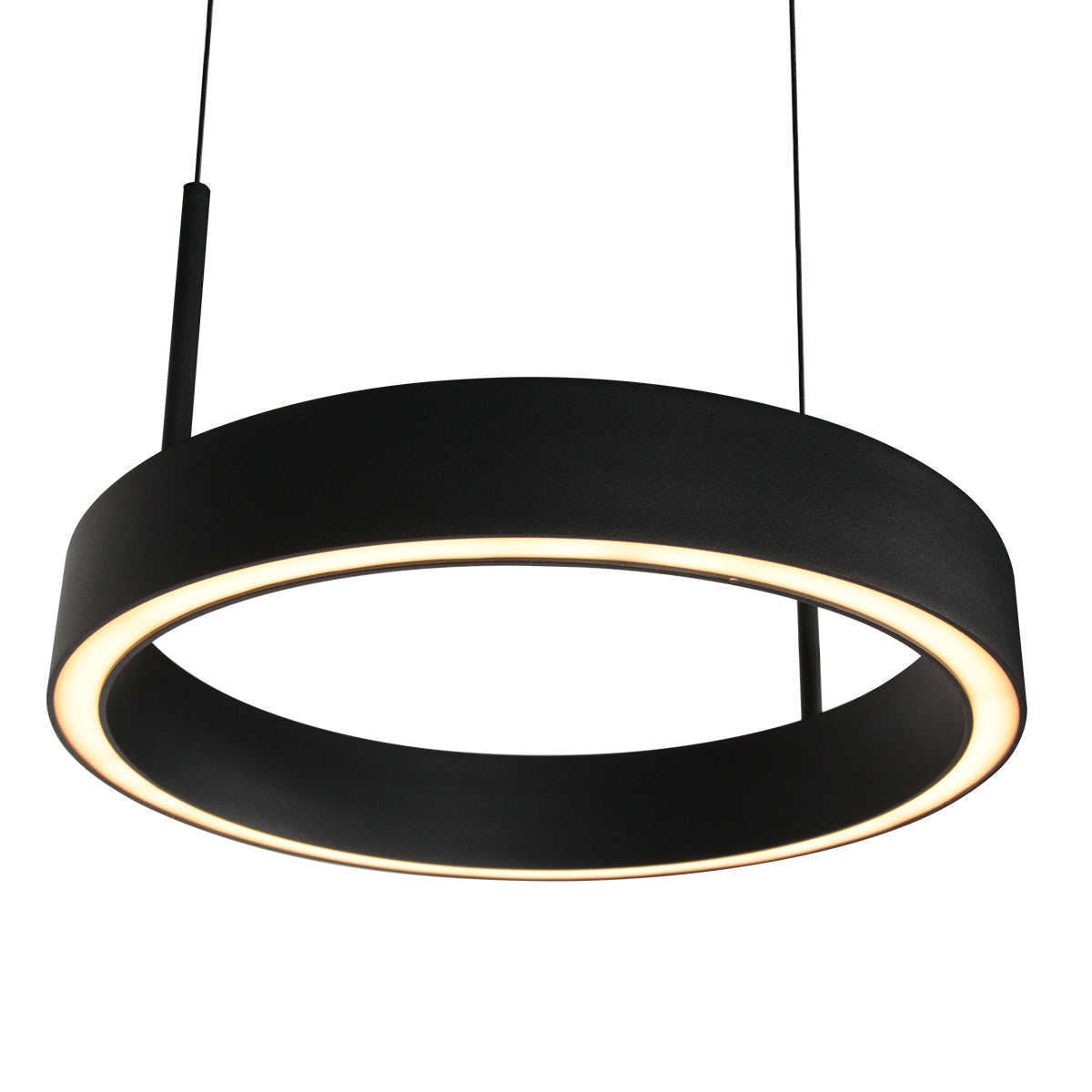 Zwarte hanglamp Mykty 4204 – Twee zwevende cirkels, individueel in hoogte verstelbaar, 6000 lumen, 2700K