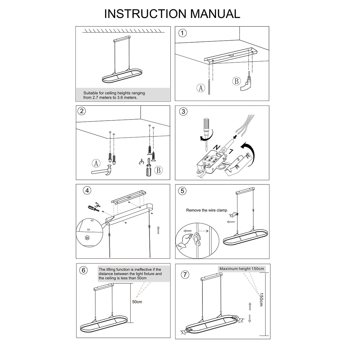 Ovale zwarte hanglamp Mykty 4205ZW – 120 cm breed, in hoogte verstelbaar met Cable Lift