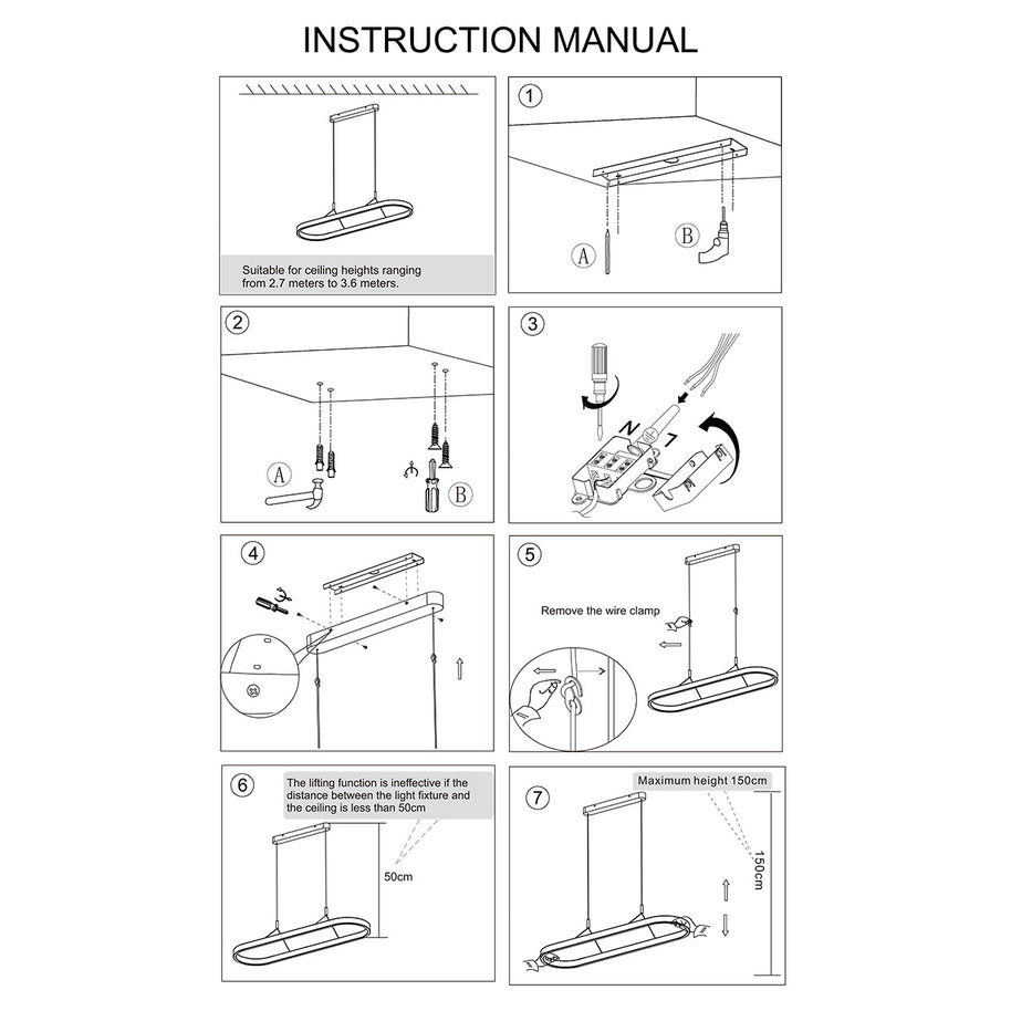 Ovale zwarte hanglamp Mykty 4205ZW – 120 cm breed, in hoogte verstelbaar met Cable Lift
