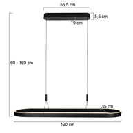 Ovale zwarte hanglamp Mykty 4205ZW – 120 cm breed, in hoogte verstelbaar met Cable Lift