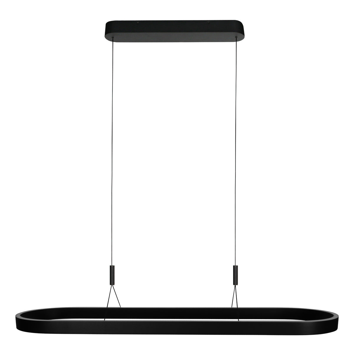 Ovale zwarte hanglamp Mykty 4205ZW – 120 cm breed, in hoogte verstelbaar met Cable Lift