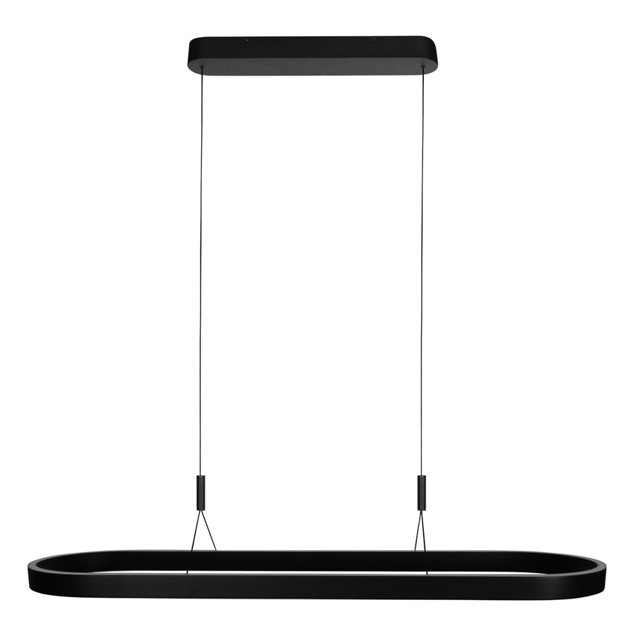 Ovale zwarte hanglamp Mykty 4205ZW – 120 cm breed, in hoogte verstelbaar met Cable Lift