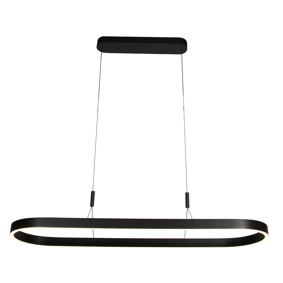 Ovale zwarte hanglamp Mykty 4205ZW – 120 cm breed, in hoogte verstelbaar met Cable Lift