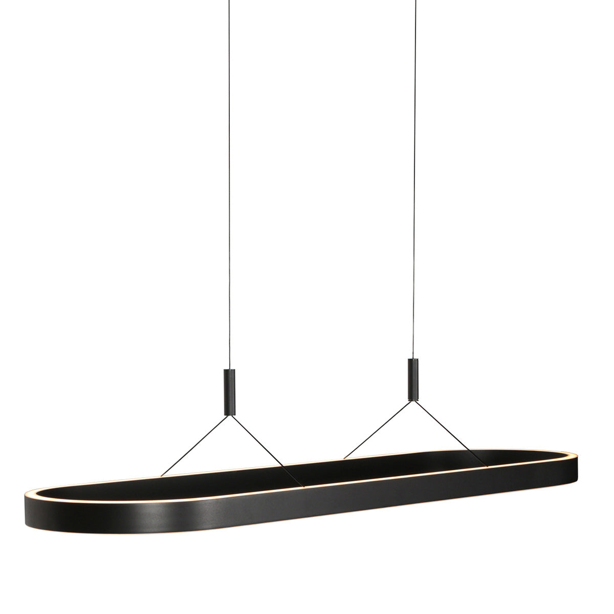 Ovale zwarte hanglamp Mykty 4205ZW – 120 cm breed, in hoogte verstelbaar met Cable Lift