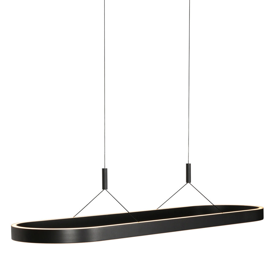 Ovale zwarte hanglamp Mykty 4205ZW – 120 cm breed, in hoogte verstelbaar met Cable Lift