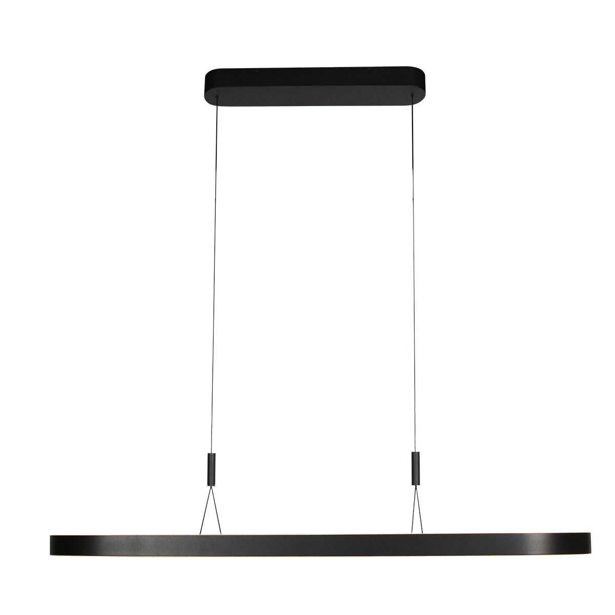 Ovale zwarte hanglamp Mykty 4205ZW – 120 cm breed, in hoogte verstelbaar met Cable Lift
