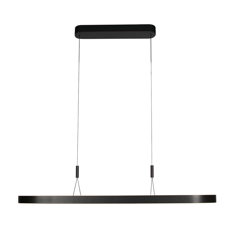 Ovale zwarte hanglamp Mykty 4205ZW – 120 cm breed, in hoogte verstelbaar met Cable Lift