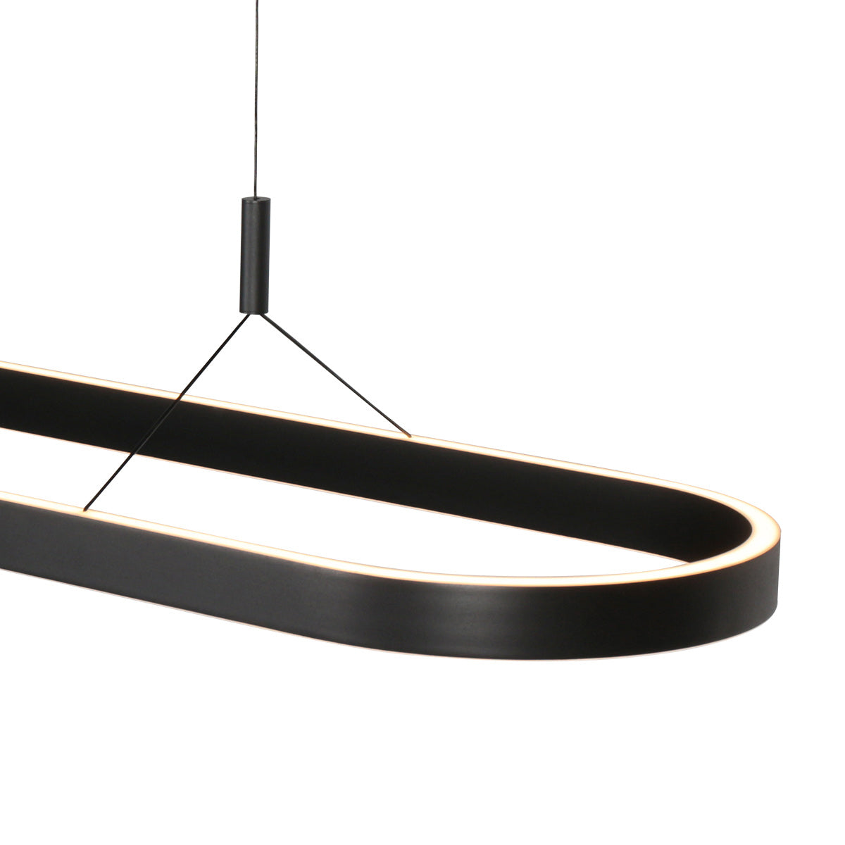 Ovale zwarte hanglamp Mykty 4205ZW – 120 cm breed, in hoogte verstelbaar met Cable Lift