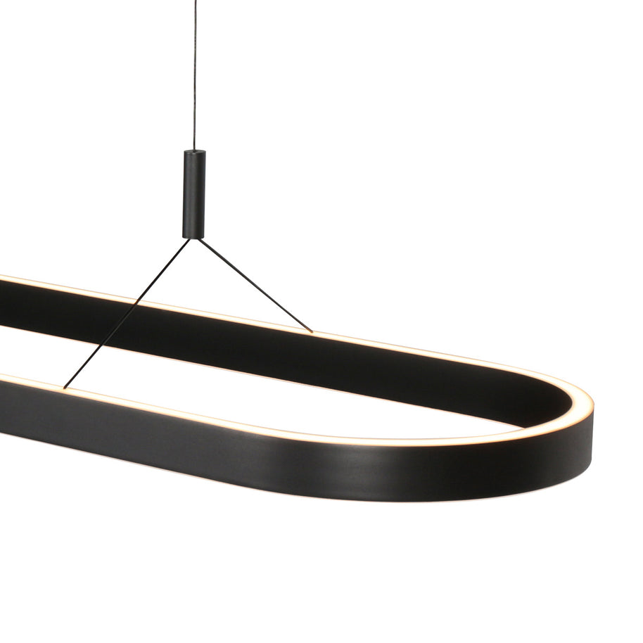 Ovale zwarte hanglamp Mykty 4205ZW – 120 cm breed, in hoogte verstelbaar met Cable Lift