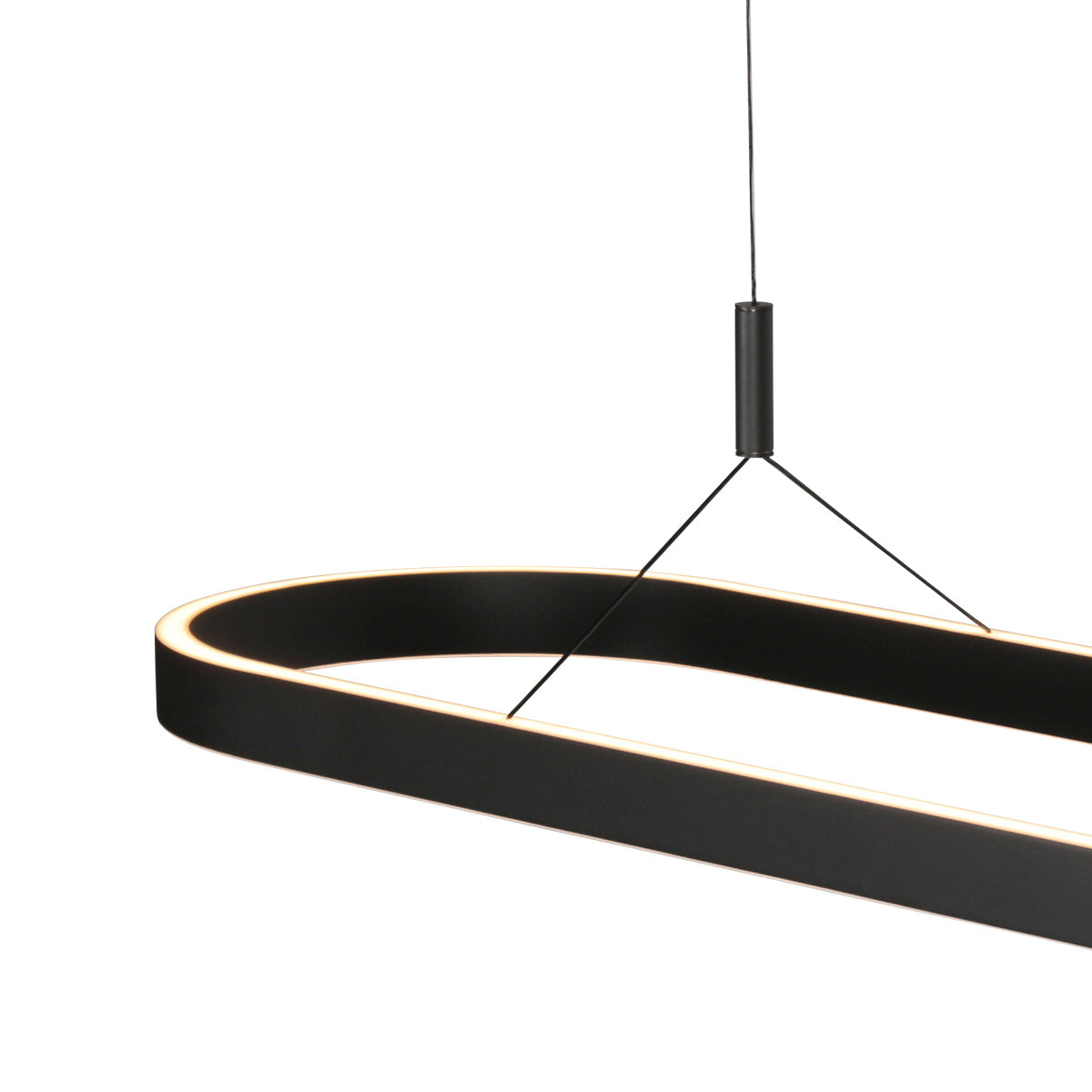 Ovale zwarte hanglamp Mykty 4205ZW – 120 cm breed, in hoogte verstelbaar met Cable Lift