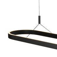 Ovale zwarte hanglamp Mykty 4205ZW – 120 cm breed, in hoogte verstelbaar met Cable Lift