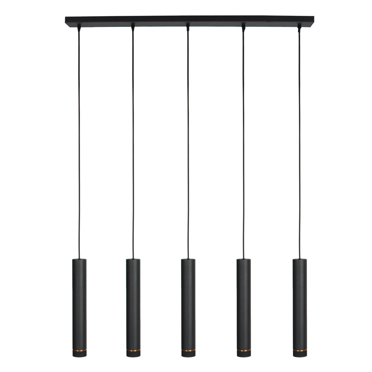 Zwarte vijflichts hanglamp DownLume 4216ZW met GU10-fitting