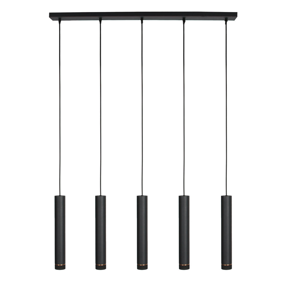 Zwarte vijflichts hanglamp DownLume 4216ZW met GU10-fitting