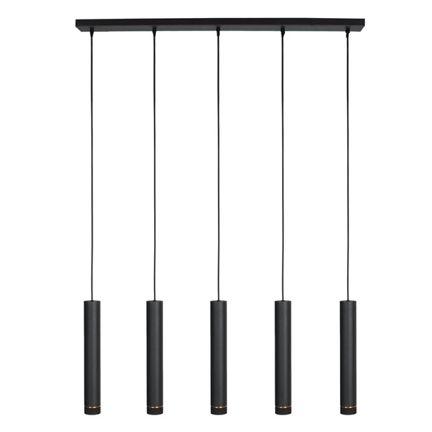 Zwarte vijflichts hanglamp DownLume 4216ZW met GU10-fitting