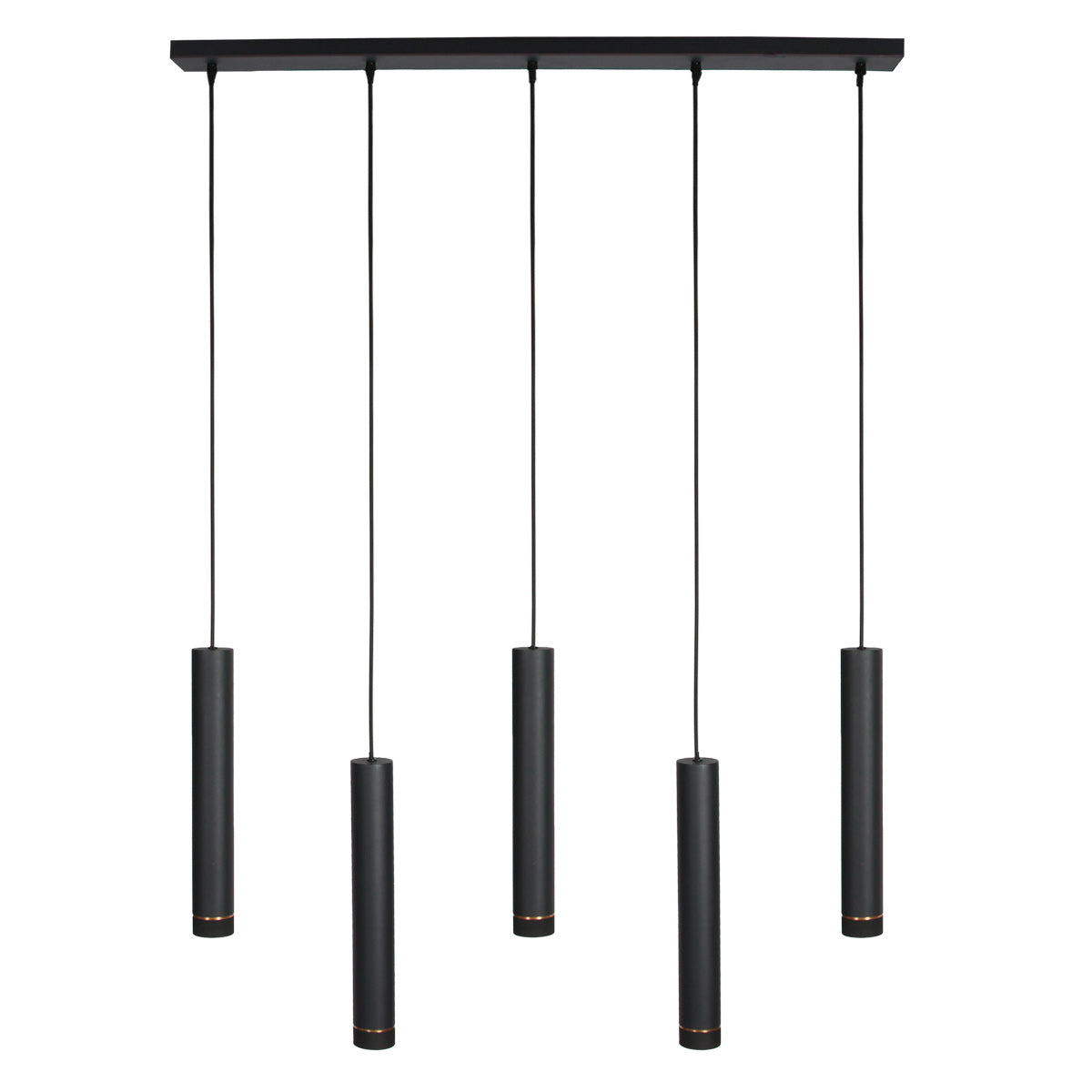 Zwarte vijflichts hanglamp DownLume 4216ZW met GU10-fitting