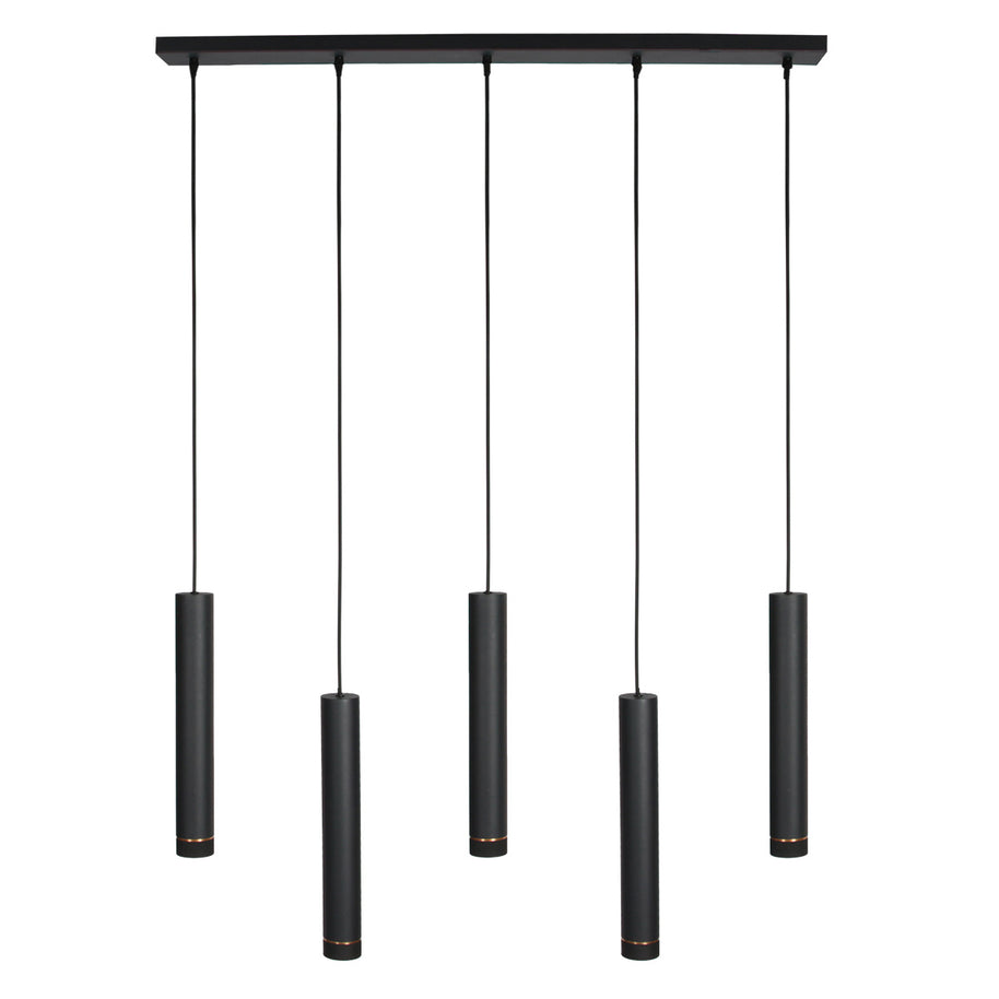 Zwarte vijflichts hanglamp DownLume 4216ZW met GU10-fitting