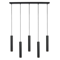 Zwarte vijflichts hanglamp DownLume 4216ZW met GU10-fitting