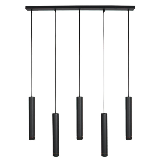 Zwarte vijflichts hanglamp DownLume 4216ZW met GU10-fitting