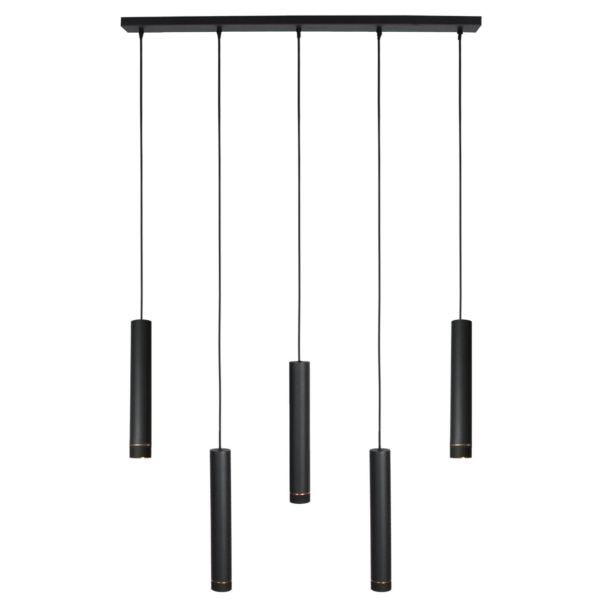 Zwarte vijflichts hanglamp DownLume 4216ZW met GU10-fitting