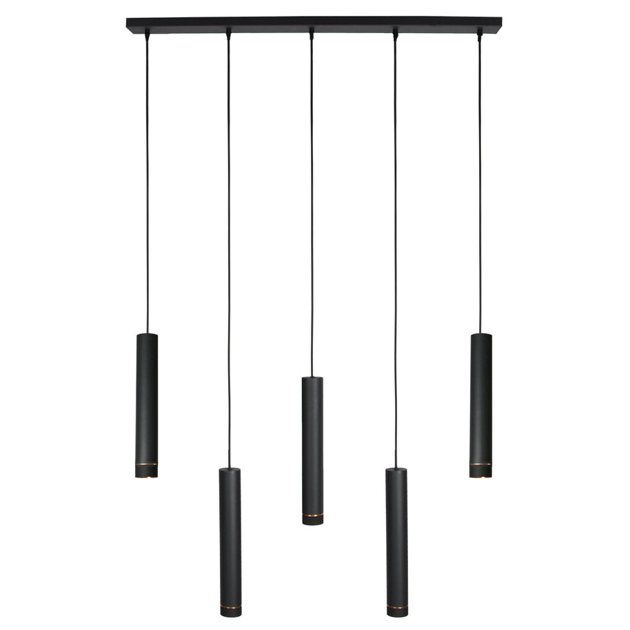 Zwarte vijflichts hanglamp DownLume 4216ZW met GU10-fitting