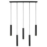 Zwarte vijflichts hanglamp DownLume 4216ZW met GU10-fitting