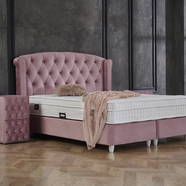 Opbergboxspring Aurora Velvet Roze 140x200