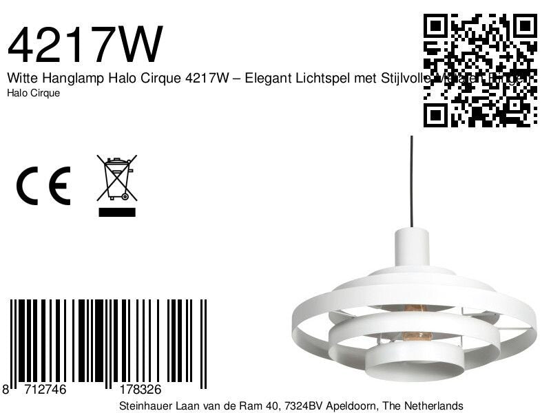 Hanglamp Halo Cirque 4217W wit met open metalen ringen
