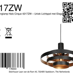 Hanglamp Halo Cirque 4217ZW zwart met gouden binnenzijde