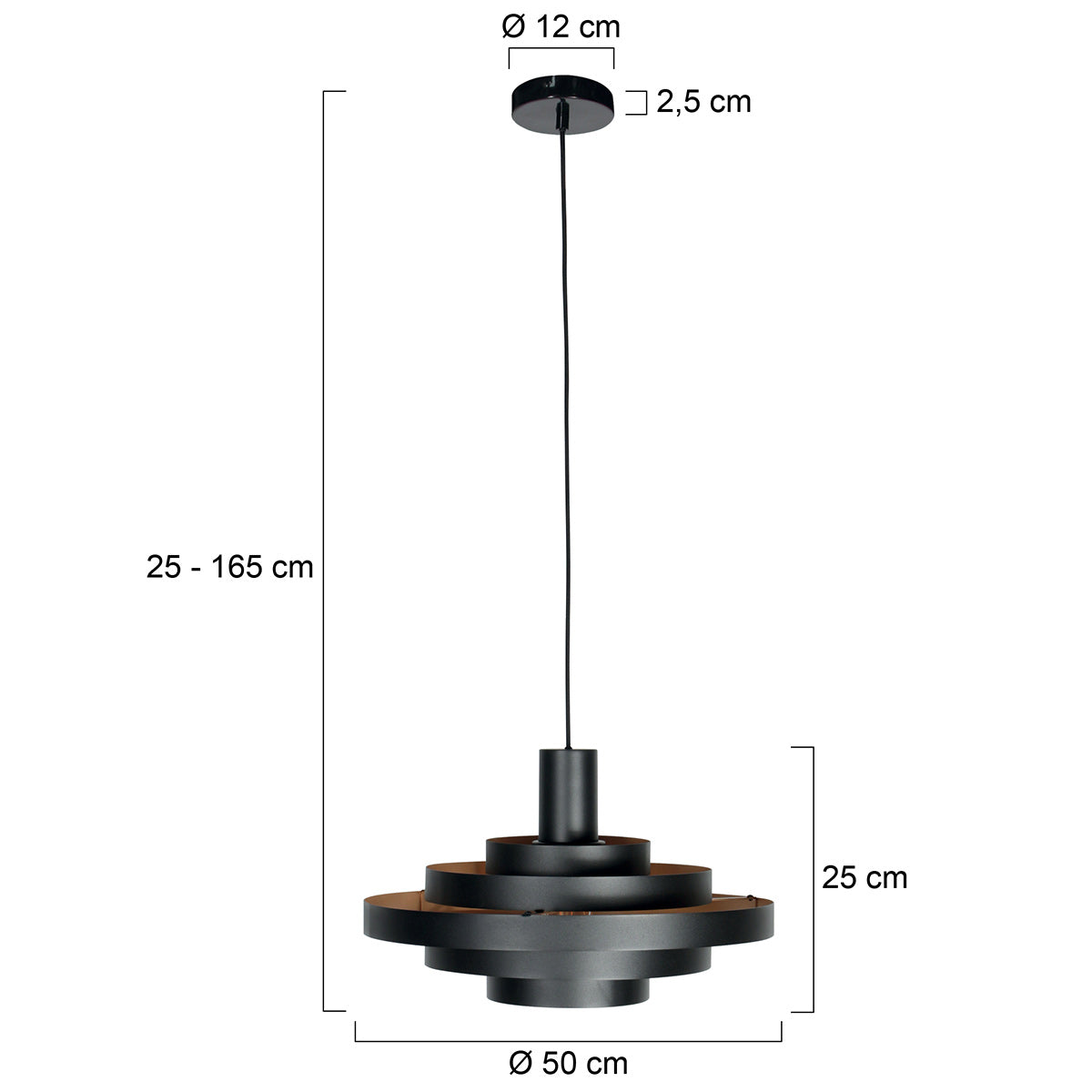Hanglamp Halo Cirque 4217ZW zwart met gouden binnenzijde