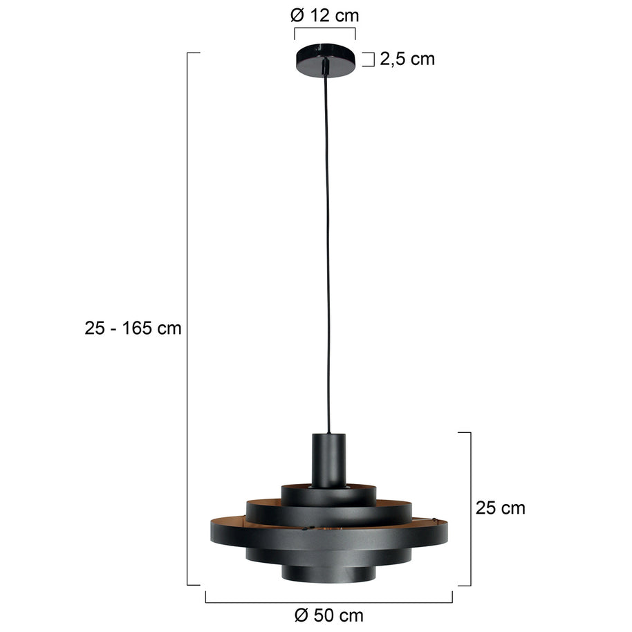Hanglamp Halo Cirque 4217ZW zwart met gouden binnenzijde