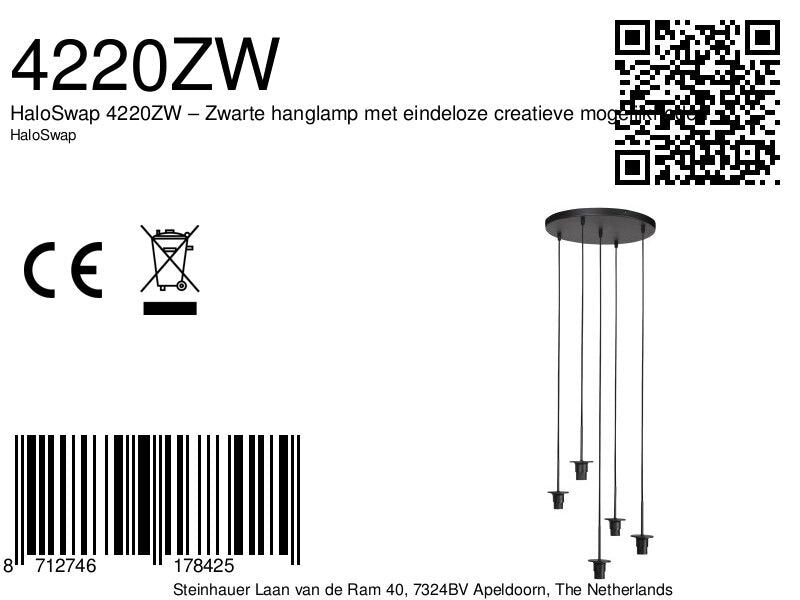 HaloSwap 4220ZW – Zwarte hanglamp met eindeloze creatieve mogelijkheden