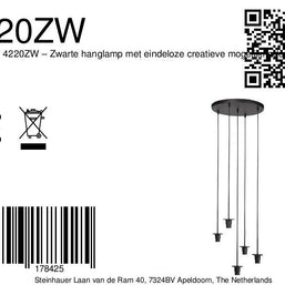 HaloSwap 4220ZW – Zwarte hanglamp met eindeloze creatieve mogelijkheden