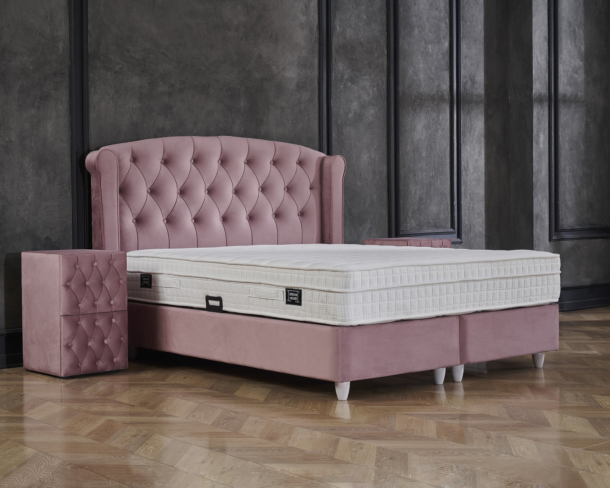 Opbergboxspring Aurora Velvet Roze 160x200