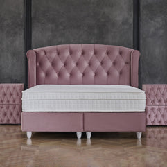 Opbergboxspring Aurora Fluweel Roze 180x200