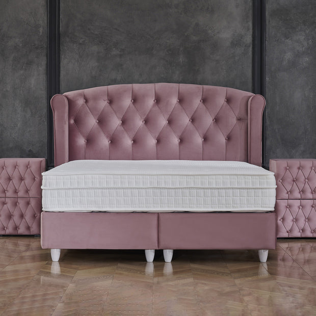 Opbergboxspring Aurora Fluweel Roze 180x200