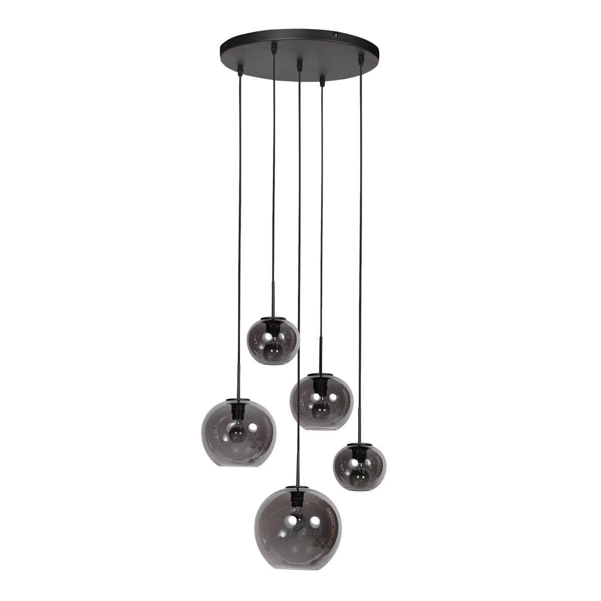 Sferio 4281ZW hanglamp met 5 rookglazen pendels