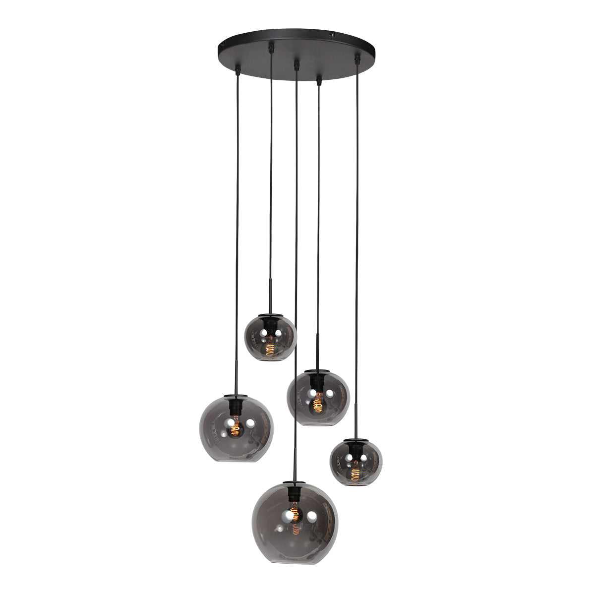 Sferio 4281ZW hanglamp met 5 rookglazen pendels