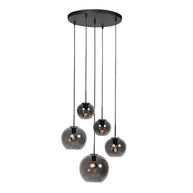 Sferio 4281ZW hanglamp met 5 rookglazen pendels