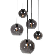 Sferio 4281ZW hanglamp met 5 rookglazen pendels