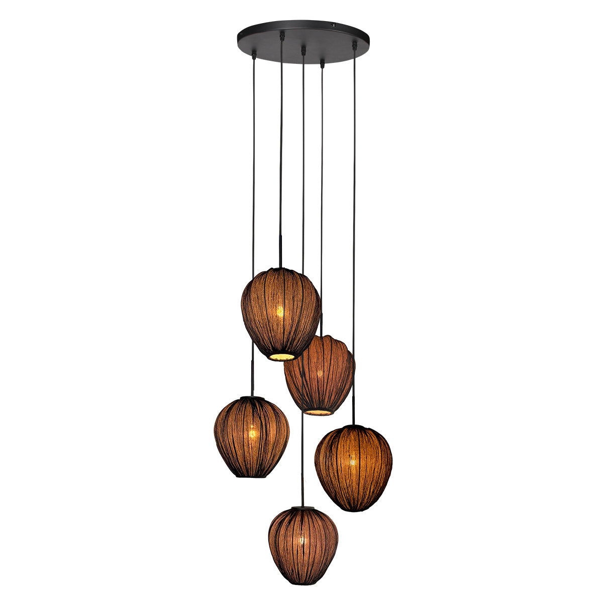 Hanglamp Silura 4282ZW – 5-lichts vide met ronde plafondplaat