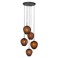 Hanglamp Silura 4282ZW – 5-lichts vide met ronde plafondplaat