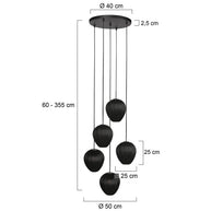Hanglamp Silura 4282ZW – 5-lichts vide met ronde plafondplaat